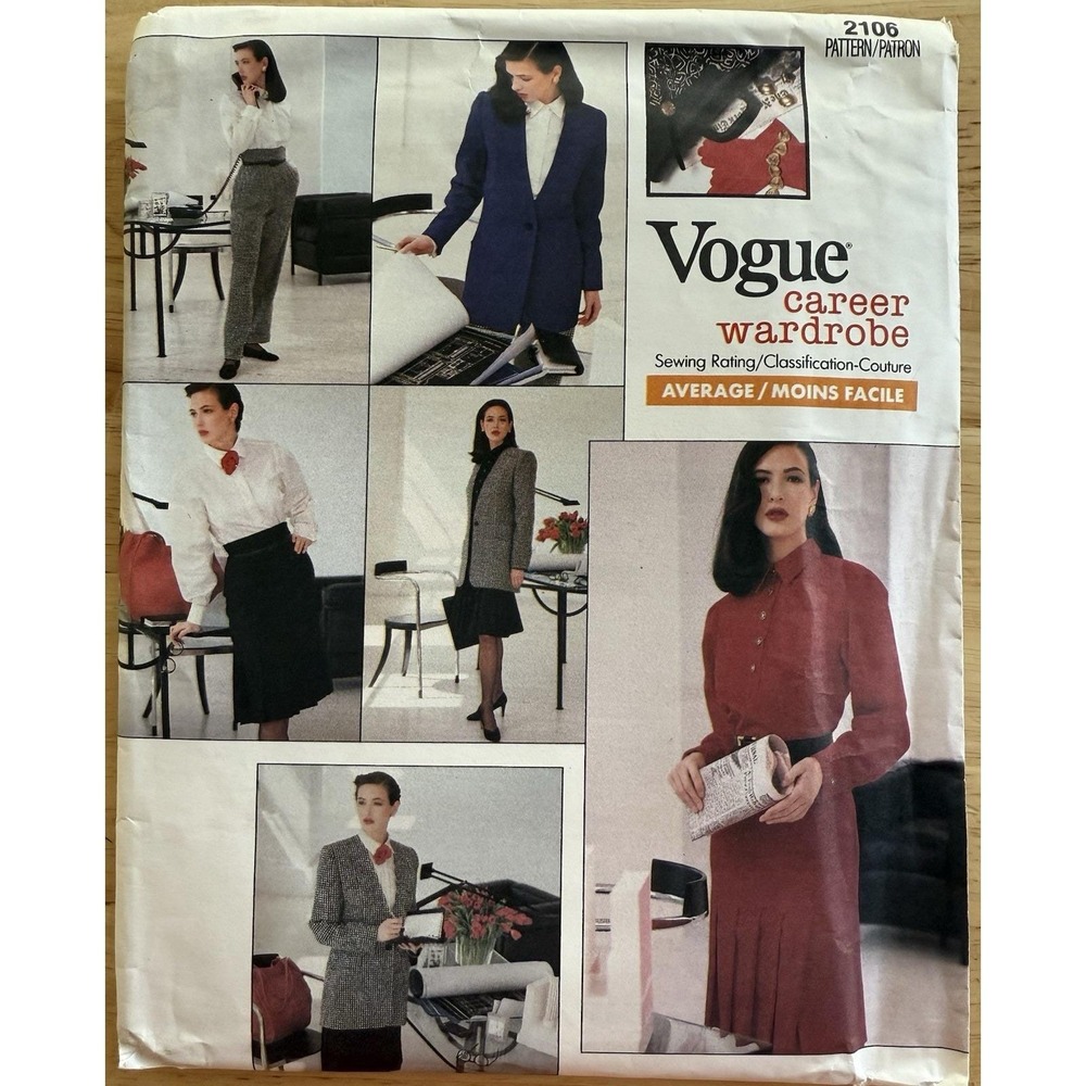 Vogue Career Wardrobe Pattern 2106 Misses' Jacket Dress Top Skirt Pants Size‎ 8